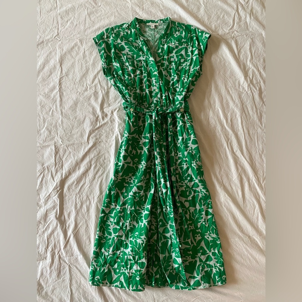 Free Assembly Green and White Floral Top